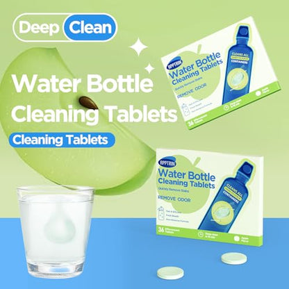 Water Bottle Cleaning Tablets, Bottle Clean Tablet for Hydration Bladders, Stainless Steel, Tumblers, and Glass Bottles, 36 count (Pack of 1), Apple - size: 1 Count (Pack of 36)