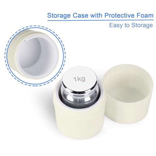 QP 1000g Calibration Weights, OIML Class M1 High Precision Gram Weights, Stainless Steel Scale Calibration Weight for Digital Scale, Balance Scale, Chrome Finish Scale Weights with Storage Case - size: 1000g