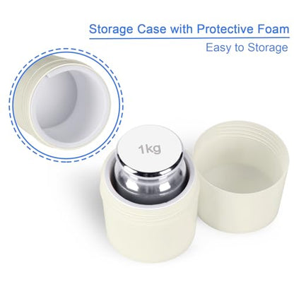 QP 1000g Calibration Weights, OIML Class M1 High Precision Gram Weights, Stainless Steel Scale Calibration Weight for Digital Scale, Balance Scale, Chrome Finish Scale Weights with Storage Case - size: 1000g