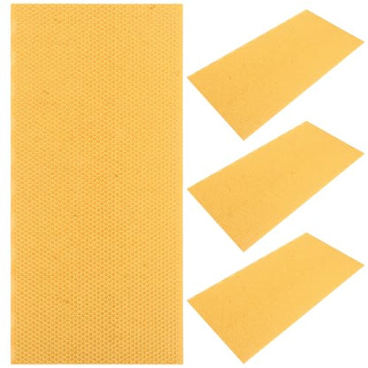 4pcs Beehive Wax Coated Foundation Sheet, 16.7x8.4in Deep Beeswax Honeycomb Foundation Sheet for Beekeeping, Bee Frame Crafting, Yellow - color: Yellow