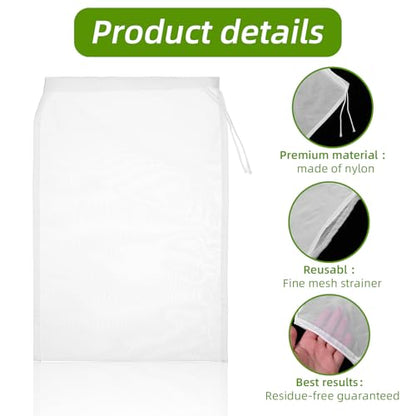 6 Pcs Nut Milk Bag, 7.87 x 5.9 Inch Reusable Nylon Cloth Bags 200 Mesh Cheese Cloth Bag Fine Mesh Bags for Straining Fruit Juice Soup Cheese Coffee Tofu Yogurt Tea