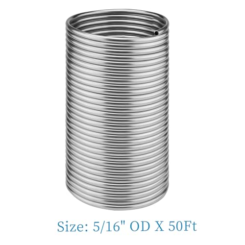Vigorous Wort Chiller, 5/16" x 50 Ft Food Grade 304 Stainless Steel Coil, Water Chiller for Ice Bath Beer Brewing Tubing Coil, Stainless Steel Immersion Chiller - size: 5/16" x 50 Ft Wort Chiller