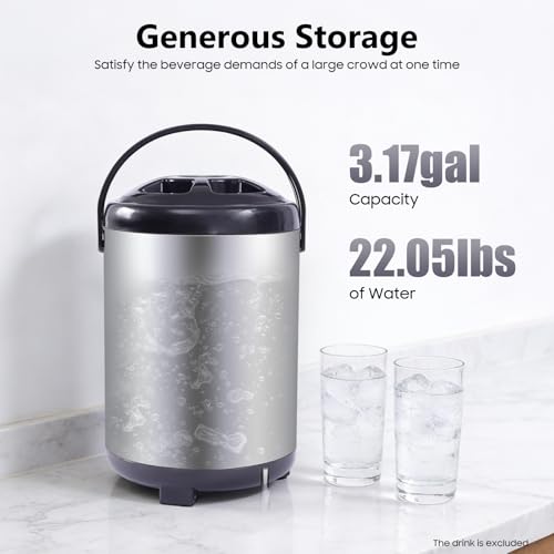 Stainless Steel Insulated Beverage Dispenser, 1.7Gal Thermal Carafe with Spigot for Hot Coffee & Cold Juice, 12-Hour Heat Retention Drink Dispenser for Party Wedding Cafe, Silver - size: 1.7Gal