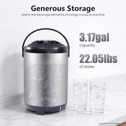 Stainless Steel Insulated Beverage Dispenser, 1.7Gal Thermal Carafe with Spigot for Hot Coffee & Cold Juice, 12-Hour Heat Retention Drink Dispenser for Party Wedding Cafe, Silver - size: 1.7Gal