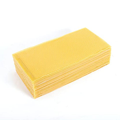 30PCS Pack Beehive Frames and Wax Foundations for Deep Brood Bee Hives 100% Beeswax Coated Foundations Yellow