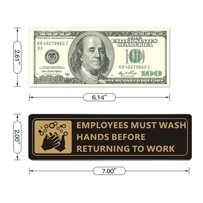 (4 PACK) Wash Rinse Sanitize Sink Labels Signs Stickers with Employees Must Wash Hands Sign, Self-adhesive Waterproof Aluminum Metal Sign for Restaurant Kitchen Sinks (Black/Gold, 7" x 2") - color: Black/Gold, size: 7" x 2"