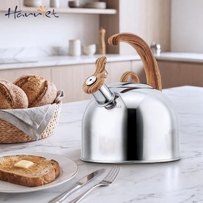Harriet Tea Kettle Whistling Stovetop Tea Pot, 3.1QT Food Grade Stainless Steel Kettle for Boiling Water Coffee or Milk(Stainless Steel) - color: Stainless Steel