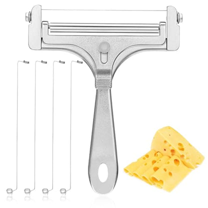 1 Set Cheese Cutter, Stainless Steel Wire Cheese Slicer With 4 Extra Wires, Adjustable Thickness Iron Handheld Cheeses Slicer, Handheld Cheeses Block Cutters for Block Butter Cutter Tools