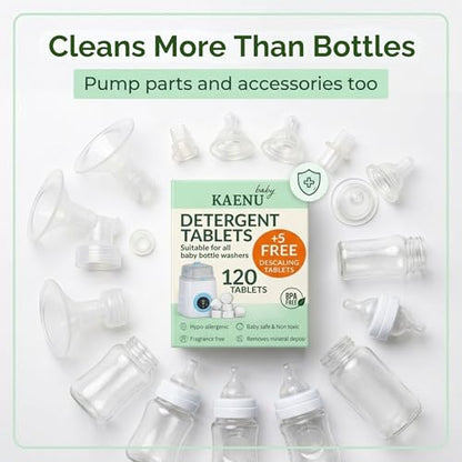 120Pcs Detergent Soap Tablets for Baby Bottle Washer- Compatible with all Baby Bottle Washers, Baby Brezza, Momcozy & GROWNSY - Effective Cleaning with Safe Highly Concentrated Formula