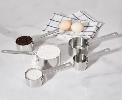 KEAWELL Premium 5-Piece Measuring Cups Set –1/4, 1/3, 1/2, 2/3, and 1 cup-18/10 Stainless Steel - Upscale, Durable, Stackable, Dishwasher Safe (Silver, 5PC Measuring Cups) - size: 5PC Measuring Cups