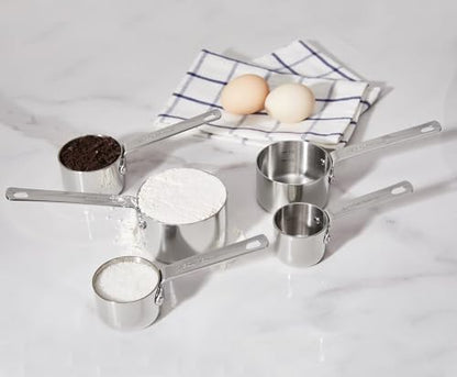 KEAWELL Premium 5-Piece Measuring Cups Set –1/4, 1/3, 1/2, 2/3, and 1 cup-18/10 Stainless Steel - Upscale, Durable, Stackable, Dishwasher Safe (Silver, 5PC Measuring Cups) - size: 5PC Measuring Cups