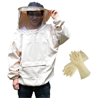 Bee Suit Bee Jacket Beekeeping Smock Protective Suit Jacket with Glovesfor Beginner & Professional Beekeepers