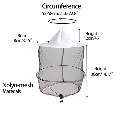 2 pcs bee Keeping Veil hat Beekeeper bee Keepers Hats gnats Insect Bug Mosquito Cap with net Netting for Men Kid - color: 2pcs White, size: Small