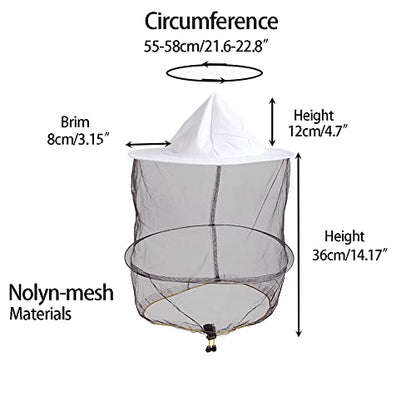 2 Pack Beekeeper Net Hat Beekeeping Veil Mosquito Bug Face Shield Netting Head Hats Mesh Sarifi Gnats Cap Garden Fishing - color: White