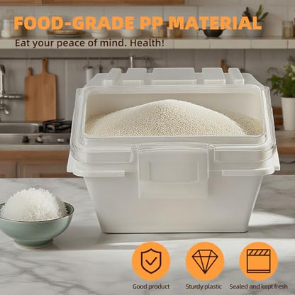 88LB Flour Storage Container With Scoop for Dry Food, Sugar, Baking Supplies,Rice.BPA Free Ingredient Storage Bin，Pet Food Storage Container Dog Cat Birds Food Bin (88 LB) - size: 88 LB