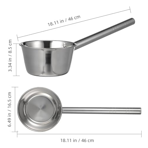 Cabilock Long Handle Water Scoop Stainless Steel Water Ladle for Scooping Kitchen Scoop for Cleaning Vegetables and Fruits Ergonomic Grip 18.11 in 1 Pack - size: 46X16CM