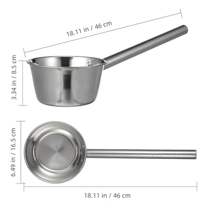 Cabilock Long Handle Water Scoop Stainless Steel Water Ladle for Scooping Kitchen Scoop for Cleaning Vegetables and Fruits Ergonomic Grip 18.11 in 1 Pack - size: 46X16CM