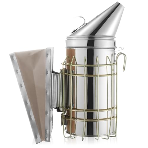 Honey Keeper Bee Hive Smoker Stainless Steel with Heat Shield Beekeeping Beehive Equipment