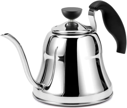 Tea Kettle for Stovetop, Gooseneck Pour Over, Flow Control, 28oz, Silver | Food Grade Stainless Steel，for Home & Kitchen, Precise Gooseneck Spout， Induction & Gas Applicable - style: Mirror Silver