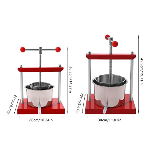 Durable 3L/6L Stainless Steel Cheese Tincture Herb Fruit Wine Manual Press for Making Wine or Juice from Honey (3L+6L) - size: 3L+6L