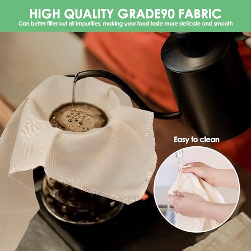 12 Pcs Natural Unbleached Cotton Cheesecloth Cheese Cloths Organic Cheesecloth Square Cheese Cloths Reusable 20 Inch Cotton Cloth Strainer for Coffee Brewing Juicing Straining Cheese Making