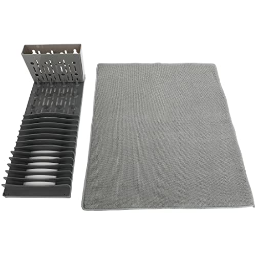 Lily's Home 19" x 15.5" Premium Microfiber Kitchen Counter Mat with Collapsible Rack Absorbent Dish Drying Mat for Sink Dishes Utensils Pots and Pans