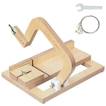 Evinis Wooden Soap Cutter Adjustable Wire Slicer Cutting Tool for Handmade Soap Making Candles Trimming Cheese DIY Cutting Making Tool (Style1) (Z-01)