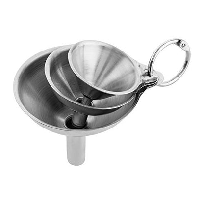 Fox Run Metal Kitchen Funnel Set, 3", 2", and 1.5" Stainless Steel Funnels - size: 3", 2", and 1.5" Set