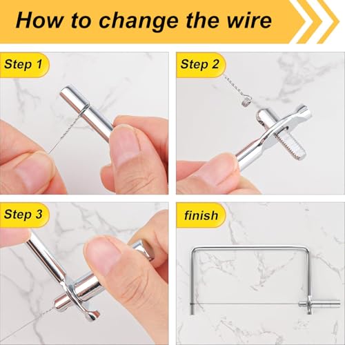 Block Cheese Cutter Kit Accessories Replacement Kitchen Knife Wire Cheese Slicers Set Metal Component Marble Stainless Steel Cheese Cutting Boards Wire Kits,Cheese Slicer Wires Kit 4pcs set,6in