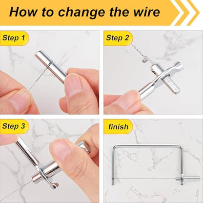 Block Cheese Cutter Kit Accessories Replacement Kitchen Knife Wire Cheese Slicers Set Metal Component Marble Stainless Steel Cheese Cutting Boards Wire Kits,Cheese Slicer Wires Kit 4pcs set,6in