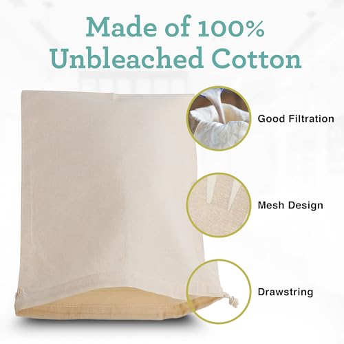 Euro Cuisine Nut Milk Bag - Cheese Cloth Bag for Straining Greek Yogurt, Organic Cheesecloth for Straining, Nut Milk Bag Reusable, Kava Strainer Bag, Nutmilk Mesh Bag (24"x24") - size: 24"x24"
