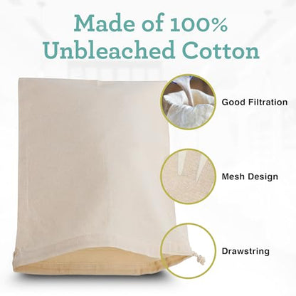 Euro Cuisine Nut Milk Bag - Cheese Cloth Bag for Straining Greek Yogurt, Organic Cheesecloth for Straining, Nut Milk Bag Reusable, Kava Strainer Bag, Nutmilk Mesh Bag (12"x12") - size: 12"x12"