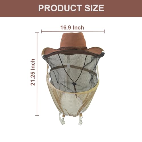 2 Pack Beekeeping Cowboy Hat, Beekeeping Hat with Veil Bee Veil Hat with Visibility Veil Professional Beekeeper Hat Beekeeping Protective Gear - style: Kit B