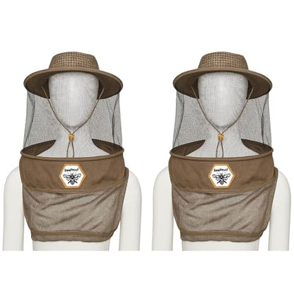 Beekeeping Veil Hat for Beekeepers 360° Protective High Visibility Mesh Breathable Ventilated Design Secure Elastic Fit (BP-106 Brown-2 Pack Veils) - color: Brown, size: 2-pack
