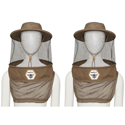 Beekeeping Veil Hat for Beekeepers 360° Protective High Visibility Mesh Breathable Ventilated Design Secure Elastic Fit (BP-106 Brown-2 Pack Veils) - color: Brown, size: 2-pack
