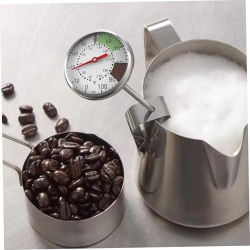 Milk Thermometer for Steaming Milk 2 Inch Dial Stainless Steel Candy Thermometer with Pot Clip Protective Sleeve Coffee Chocolate Cappuccino - for Steaming