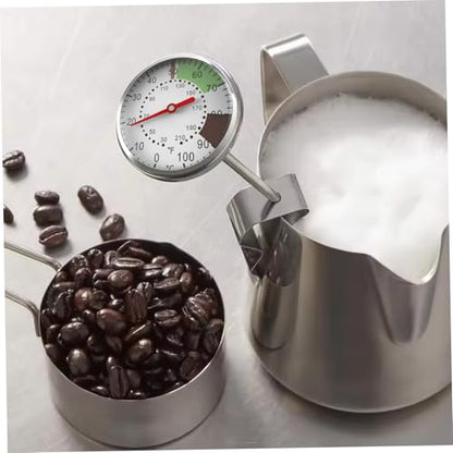 Milk Thermometer for Steaming Milk 2 Inch Dial Stainless Steel Candy Thermometer with Pot Clip Protective Sleeve Coffee Chocolate Cappuccino - for Steaming