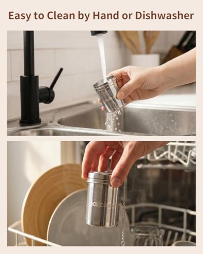 HOUSE AGAIN Large Tea Infuser with Scoop, Extra Fine Mesh Tea Strainers for Loose Tea & Spice Infuser for Cooking, 304 Stainless Steel, Loose Leaf Tea Steeper for Brew Tea Spices & Seasonings - size: Large × 1 with Spoon