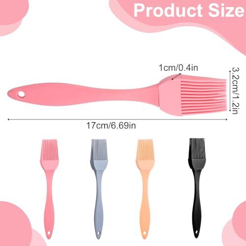 4 Pcs Silicone Basting Pastry Brush Heat Resistant Oil Brush for Cooking Kitchen Food Baking Butter Baster BBQ Grill Dishwasher Safe Multicolor for Sauce Marinade Meat Glazing