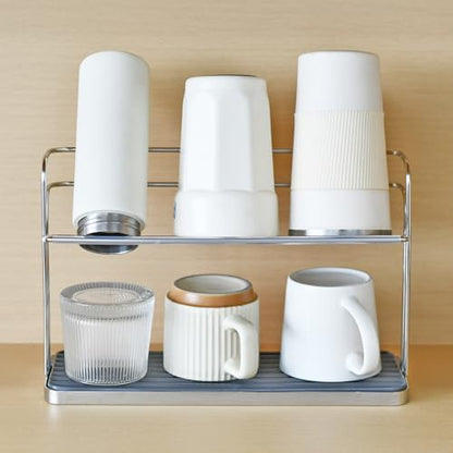 Bottle & Cup Drying Rack with Drain Tray (Stainless Steel Silver) - color: Stainless Steel Silver
