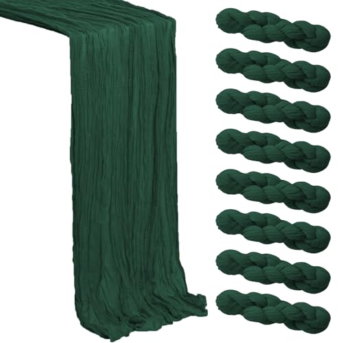 Emerald Green Cheesecloth Table Runner 8 Pack, 21x120 Inch Spring Easter Gauze Table Runner - Rustic Cheese Cloth Runners for Wedding,Bridal&Baby Shower,Birthday Party,Farmhouse&Holiday Table Decor - color: Emerald Green, size: 8Pack
