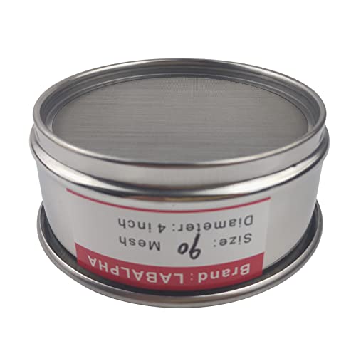 LABALPHA 90 Mesh Lab Sieves, Test Sieve #90 Mesh, 4'' Diameter, 304 Stainless Steel Wire Cloth (0.17mm) - size: 90 mesh (0.17mm)