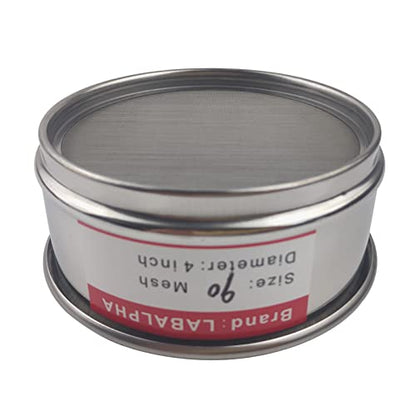 LABALPHA 90 Mesh Lab Sieves, Test Sieve #90 Mesh, 4'' Diameter, 304 Stainless Steel Wire Cloth (0.17mm) - size: 90 mesh (0.17mm)