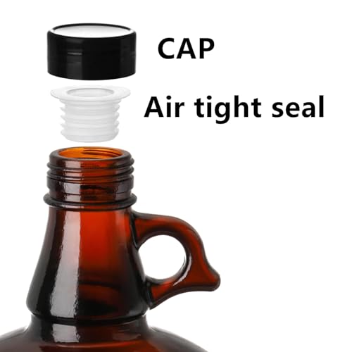 1 Gallon Brown,Glass Water Bottle, Includes Cap, (Pack of 2)