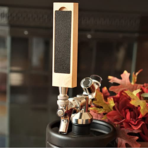 Beer Tap Handle with Removable Chalkboard - Mini 5.5 Inch Beech Wooden Tap Handle with a Convenient Removable Magnetic Chalkboard for Kegerators, Bar Taps, Homebrewers, and Draft Beer, by Gonbae