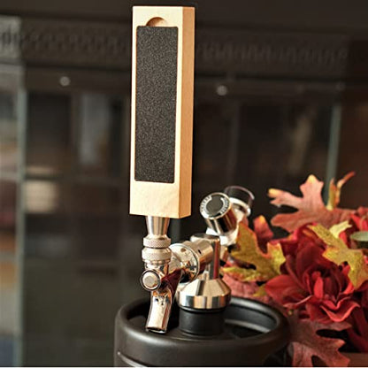 Beer Tap Handle with Removable Chalkboard - Mini 5.5 Inch Beech Wooden Tap Handle with a Convenient Removable Magnetic Chalkboard for Kegerators, Bar Taps, Homebrewers, and Draft Beer, by Gonbae