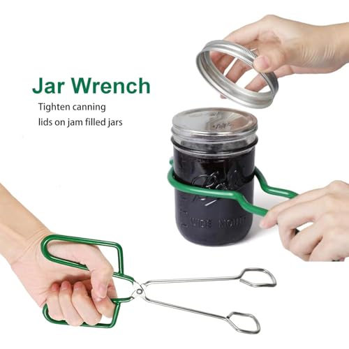 7 Pieces Canning Supplies Kit, Green | Stainless Steel Canning Tools Set, Steamer Rack, Canning Funnel, Jar Lifter, Wrench, Tongs, Lid Lifter, Bubble Remover Tool - color: Green