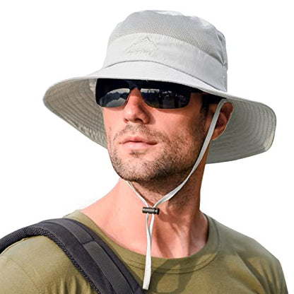 Sun Hats for Men Women Fishing Hat UPF 50+ Breathable Wide Brim Summer UV Protection Hat - color: 1pack-light Grey