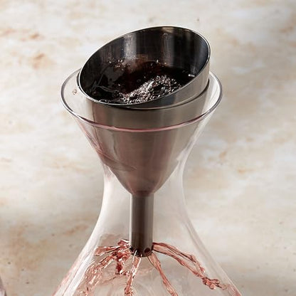 Rabbit Wine Aerator Shower Funnel with Sediment Strainer, Stainless Steel