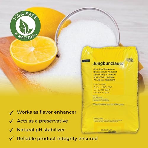 Citric Acid – USP Anhydrous Fine Granular – Food and Pharmaceutical Grade Organic Acid – Natural Flavor Enhancer and pH Adjuster – Ideal for Food, Cosmetic, and Cleaning Applications Canada (50 lb) - size: 50 Pounds